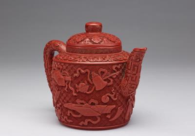 图片[3]-Purple-granule teapot with assorted treasures decoration in craved lacquer, Qing dynasty, Qianlong reign (1736-1795)-China Archive